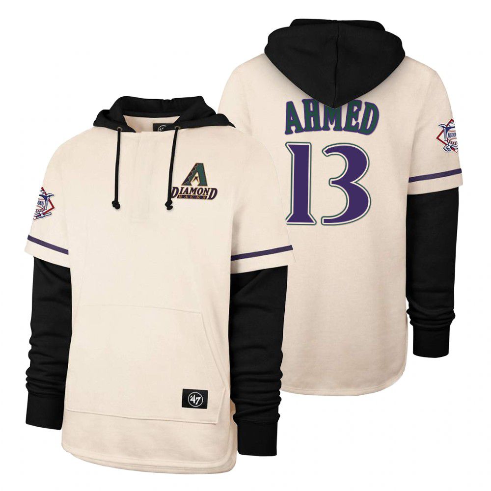 Men Arizona Diamondback #13 Ahmed Cream 2021 Pullover Hoodie MLB Jersey